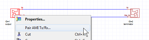 Right-click menu, Pair AMI Tx/Rx option highlighted
