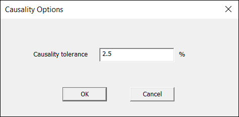 Causality Options dialog.