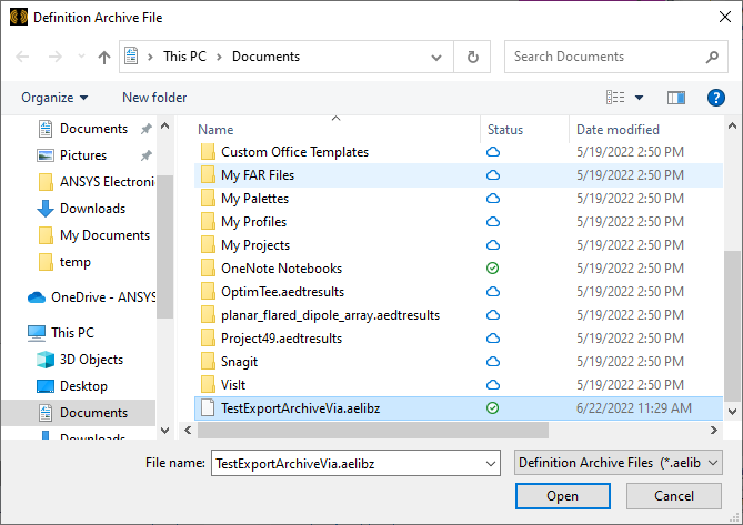 Importing Definition Archives