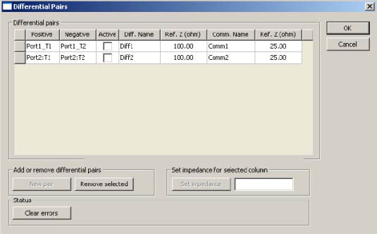 Differential Pairs dialog