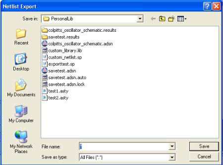 Network Data Export dialog.     