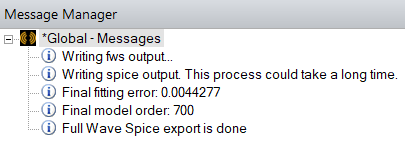 Message Manager Window displaying final fitting error.