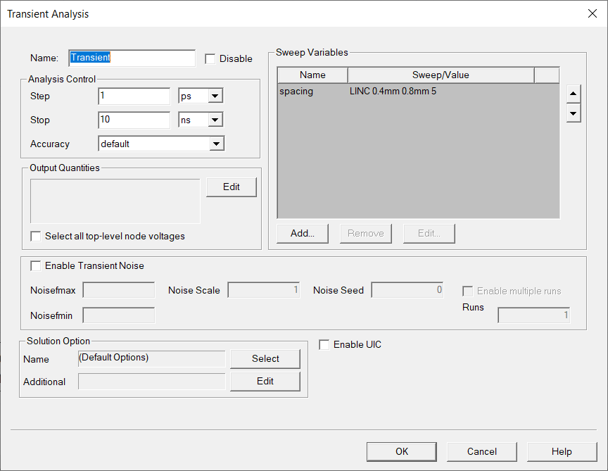 Transent Analysis window. Transent Analysis window.