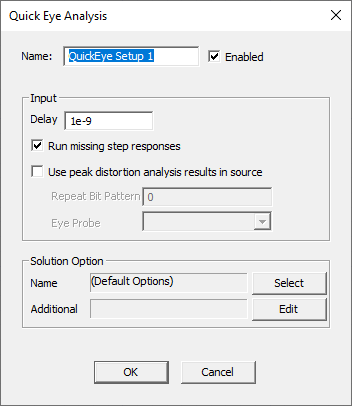 Quick Eye Analysis dialog