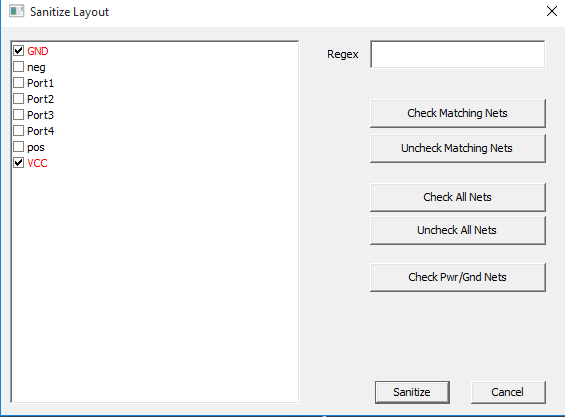 Sanitize Layout window
