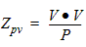 Equation for PV impedance.