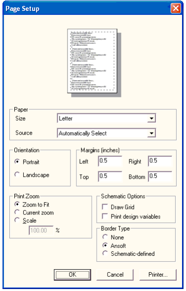 Page Setup Window