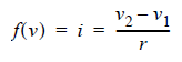 Equation for current through a resistor.