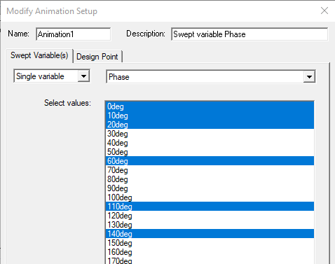 Modify Animation Setup, swept variables