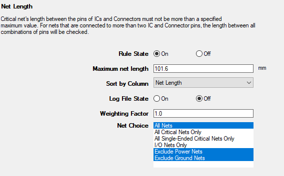 Net Length Rules
