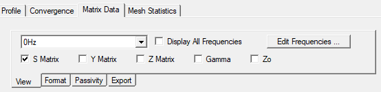 Solution Data window, Matrix Data tab.
