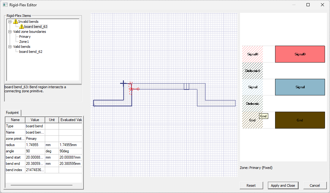 Example of an Invalid Bend in Rigid-Flex Window Example of an Invalid Bend in Rigid-Flex Window