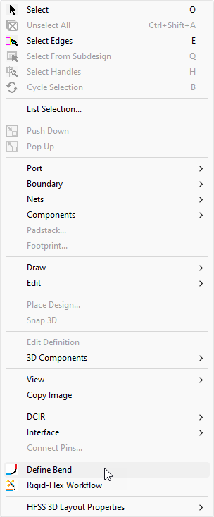 Right-Click > Define Bend Right-Click > Define Bend