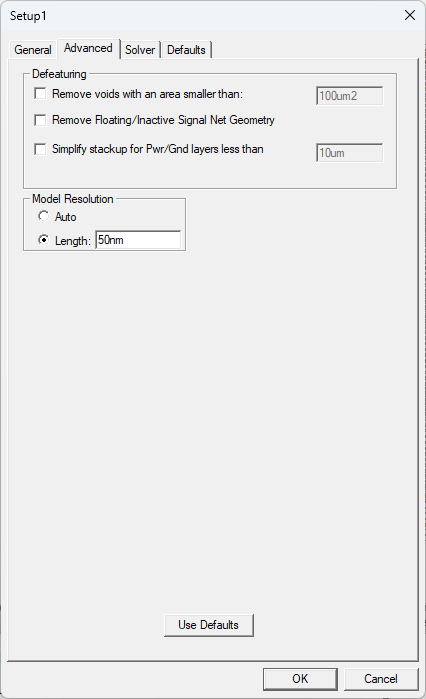 Prism Solution Setup Window > Advanced Tab