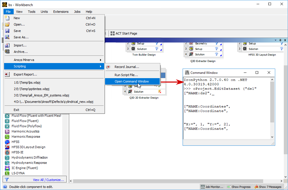 Scripting in Workbench