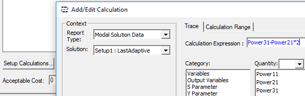 Add/ Edit Calculations window. 