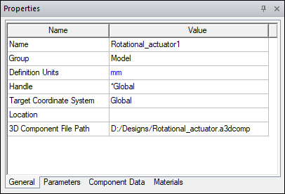 Docked Properties dialog.