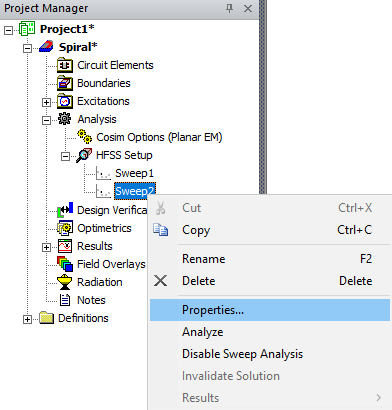 Analysis > Setup > Sweepn > Properties...