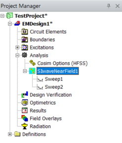 Project Manager Window > Project Tree > Active Design Folder > Analysis