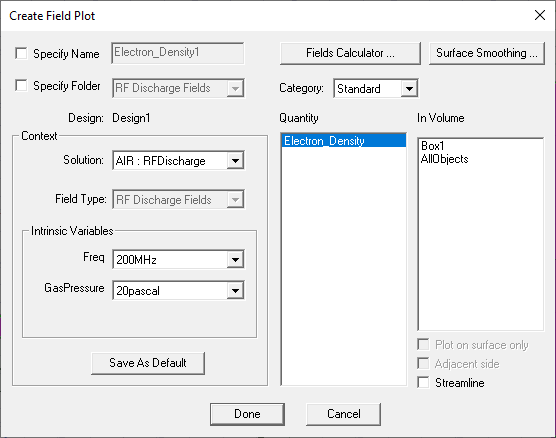 Create Field Plot dialog.