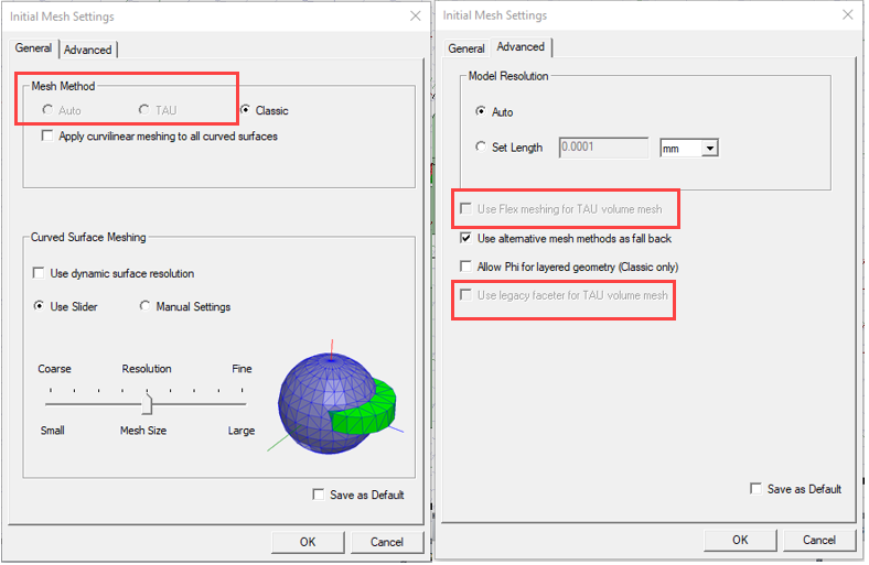 Initial Mesh Settings, General tab.
