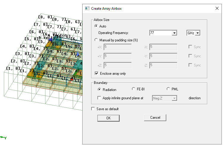 Create airbox array dialog.