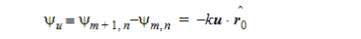 Equation for differential phase between adjacent elements in the u direction.