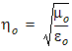 Free Space impedance equation.