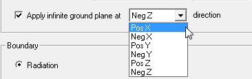 Apply infinite ground plane at direction drop-down menu expanded.