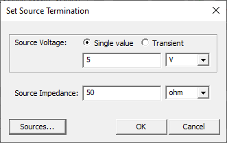 Set Source Termination dialog.
