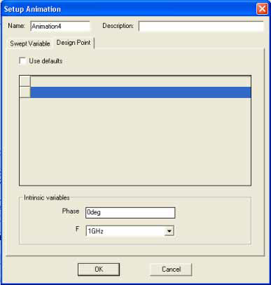 Setup Animation dialog, Design Point tab.
