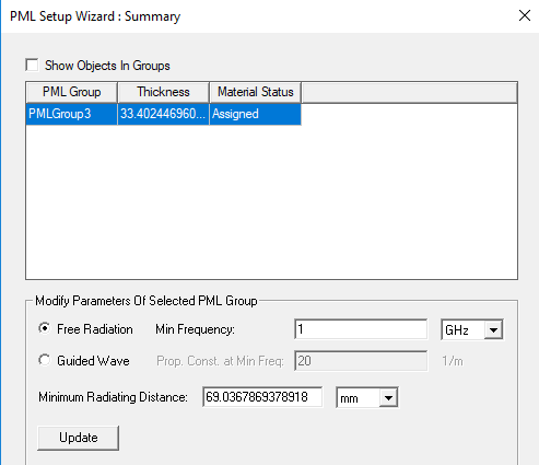 PML Setup Wizard: Summary dialog.