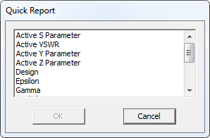 Quick Report dialog.