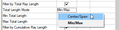Properties window, Total Length Mode property set to Min/Max.