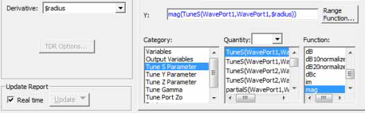 Report dialog. Tune parameters.