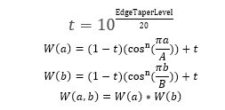 Equation for weights calculation for cosine aperture taper.