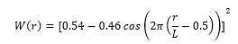 Final weight calculation equation, Hamming Window.