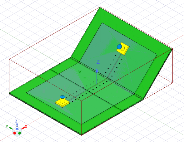 Bent model containing two 3D components.