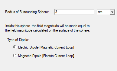 Hertzian dipole wave options dialog.