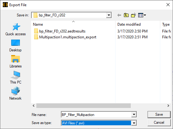 Export File dialog.