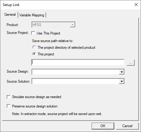 Setup link dialog.