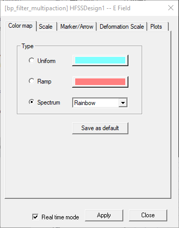 Attribute Settings dialog, Color Map tab.