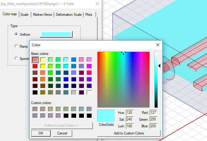 Color dialog, color options displayed.