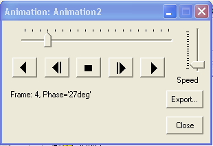Animation control panel. Animation control panel.