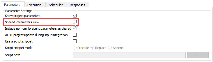 Shared Parameters View Shared Parameters View
