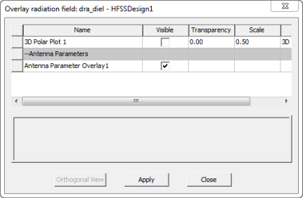 Overlay radiation field dialog.