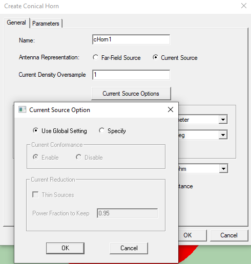 Current Source Option dialog.