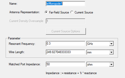 Wire Monopole antenna properties.