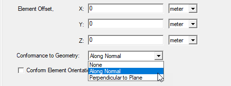 Conformance to Geometry field set to Along Normal.