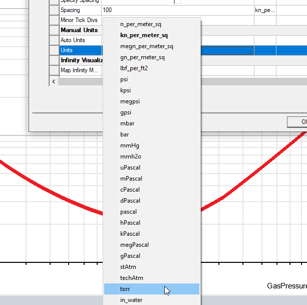 Units property options expanded, kn per meter square selected.